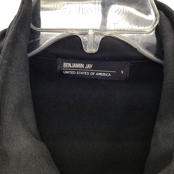Benjamin Jay Stretch Knit Moto Style Zip-Up Black Jacket Casual Career Size S - Picture 4 of 7